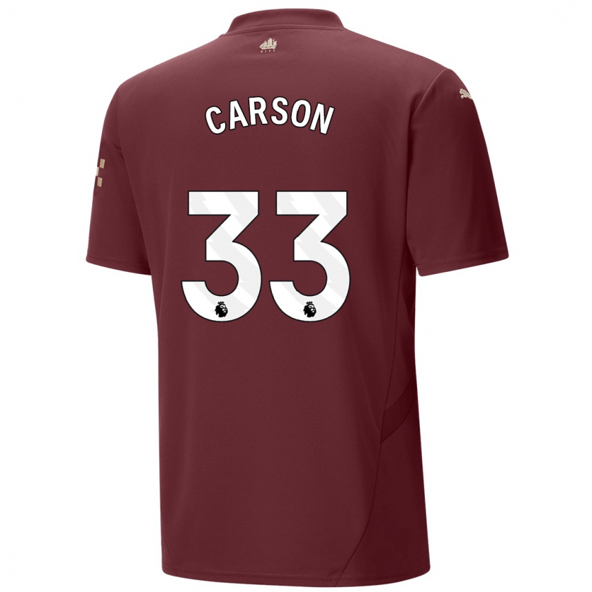 Kinder Fußball Scott Carson #33 Kastanienbraun Ausweichtrikot Trikot 2024/25 T-Shirt Luxemburg