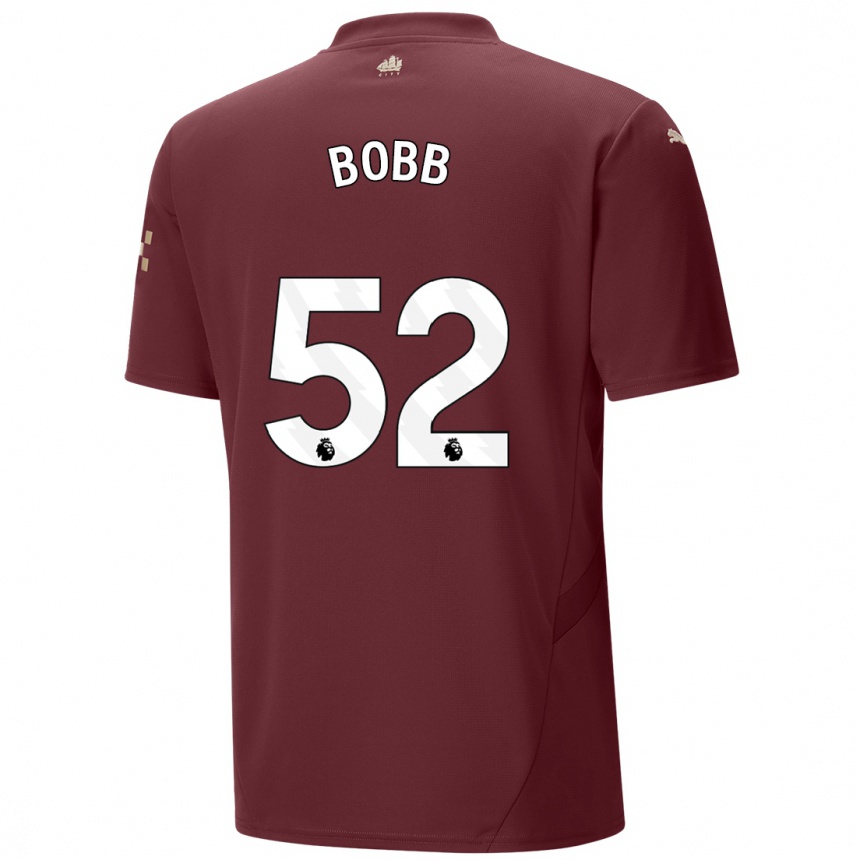 Kinder Fußball Oscar Bobb #52 Kastanienbraun Ausweichtrikot Trikot 2024/25 T-Shirt Luxemburg