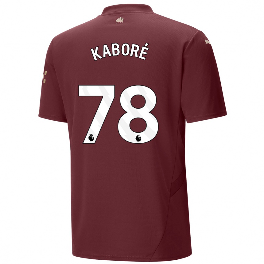 Kinder Fußball Issa Kabore #78 Kastanienbraun Ausweichtrikot Trikot 2024/25 T-Shirt Luxemburg