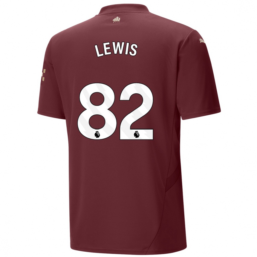 Kinder Fußball Rico Lewis #82 Kastanienbraun Ausweichtrikot Trikot 2024/25 T-Shirt Luxemburg