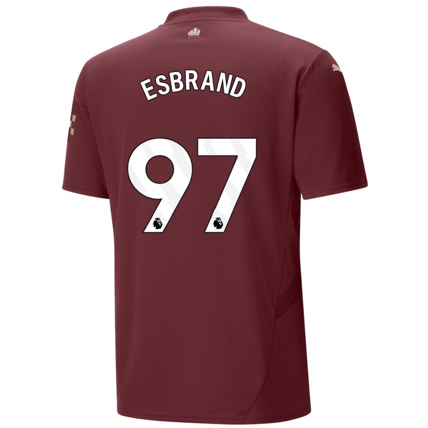 Kinder Fußball Josh Wilson-Esbrand #97 Kastanienbraun Ausweichtrikot Trikot 2024/25 T-Shirt Luxemburg