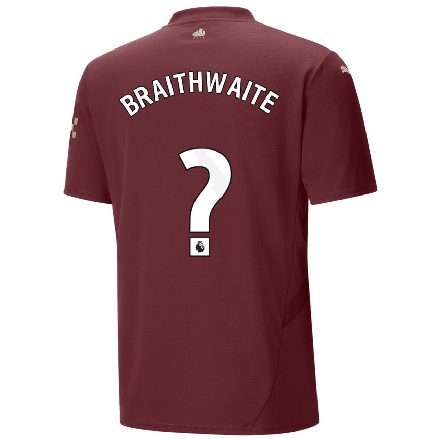 Kinder Fußball Kaden Braithwaite #0 Kastanienbraun Ausweichtrikot Trikot 2024/25 T-Shirt Luxemburg