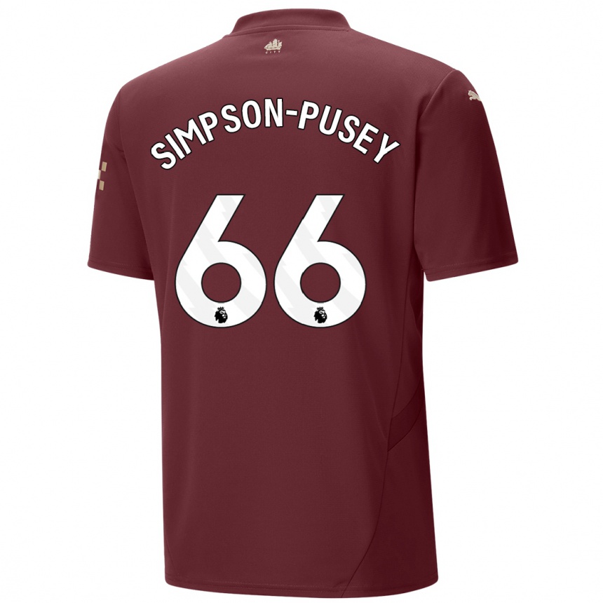 Kinder Fußball Jahmai Simpson-Pusey #66 Kastanienbraun Ausweichtrikot Trikot 2024/25 T-Shirt Luxemburg