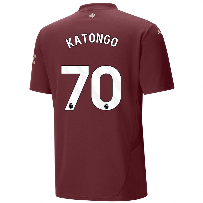 Kinder Fußball Jadel Katongo #70 Kastanienbraun Ausweichtrikot Trikot 2024/25 T-Shirt Luxemburg