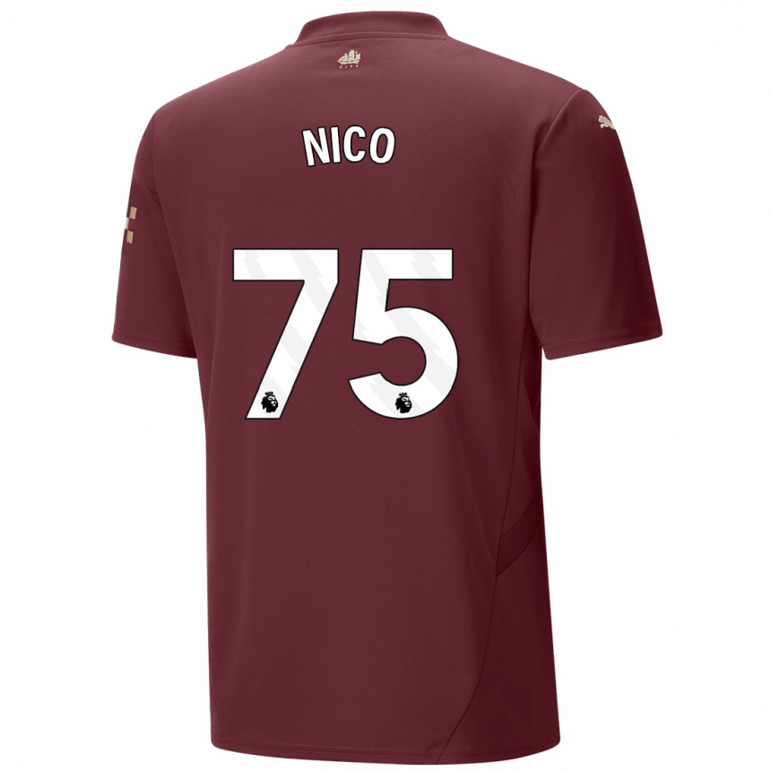 Kinder Fußball Nico O'reilly #75 Kastanienbraun Ausweichtrikot Trikot 2024/25 T-Shirt Luxemburg