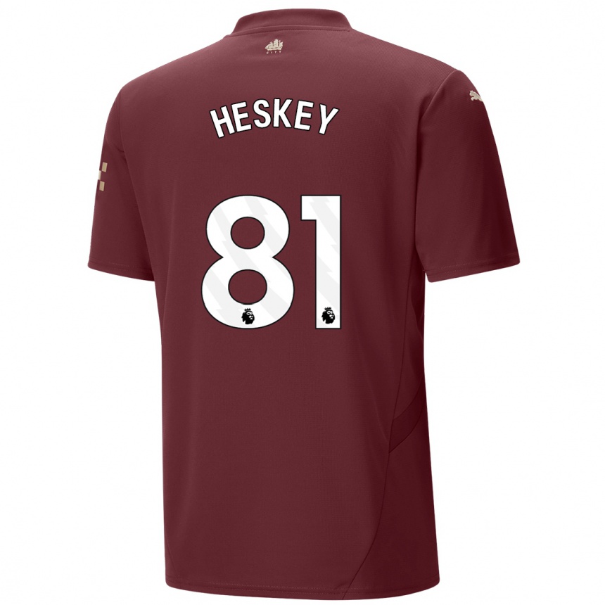 Kinder Fußball Jaden Heskey #81 Kastanienbraun Ausweichtrikot Trikot 2024/25 T-Shirt Luxemburg