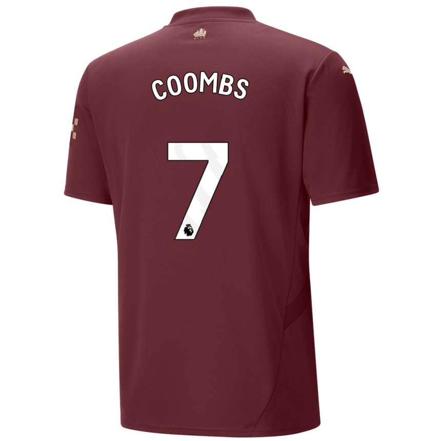 Kinder Fußball Laura Coombs #7 Kastanienbraun Ausweichtrikot Trikot 2024/25 T-Shirt Luxemburg