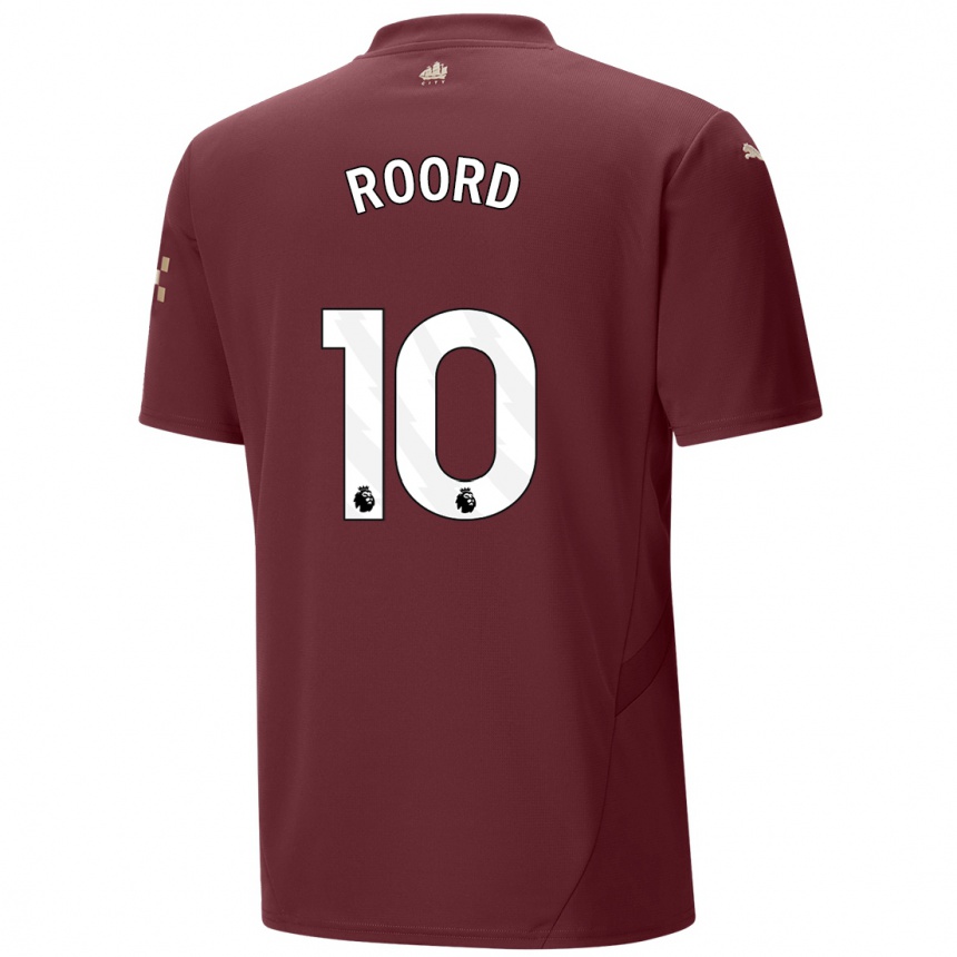 Kinder Fußball Jill Roord #10 Kastanienbraun Ausweichtrikot Trikot 2024/25 T-Shirt Luxemburg