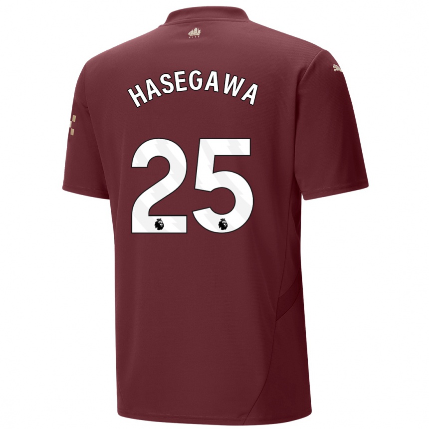 Kinder Fußball Yui Hasegawa #25 Kastanienbraun Ausweichtrikot Trikot 2024/25 T-Shirt Luxemburg