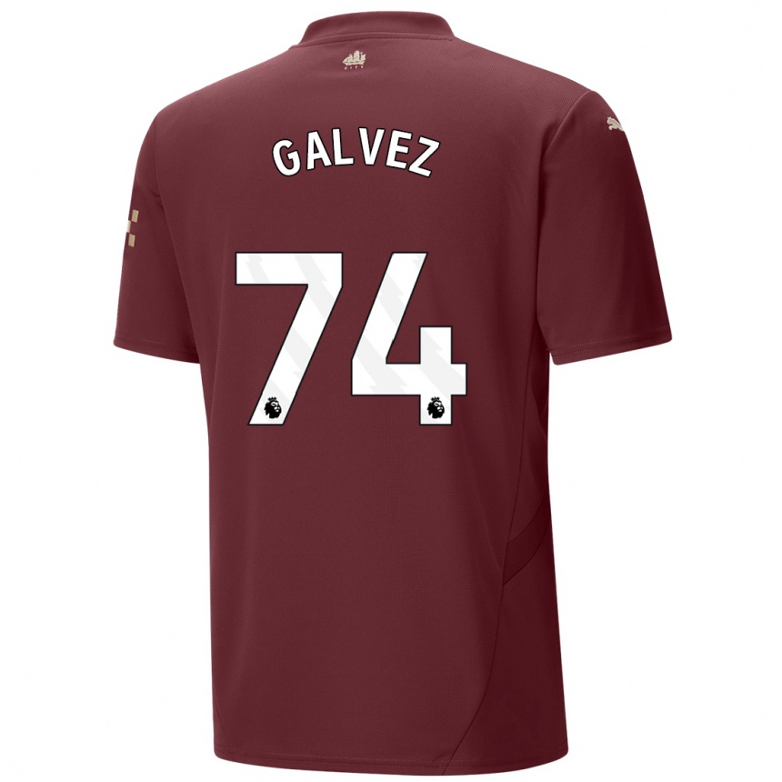 Kinder Fußball Tomas Galvez #74 Kastanienbraun Ausweichtrikot Trikot 2024/25 T-Shirt Luxemburg