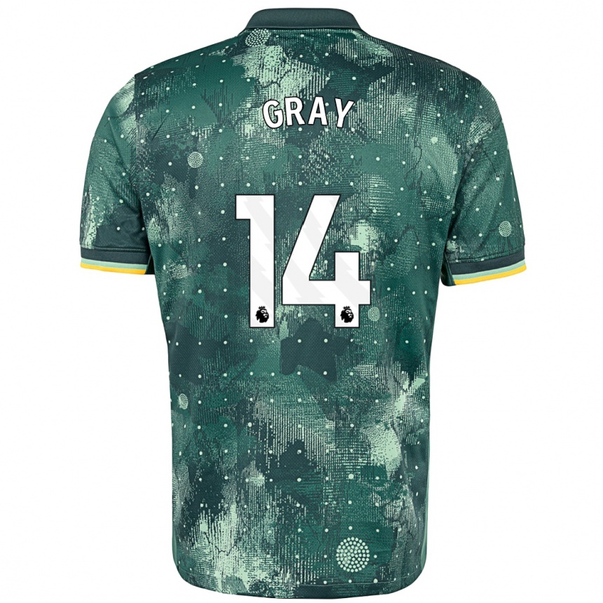 Kinder Fußball Archie Gray #14 Mintgrün Ausweichtrikot Trikot 2024/25 T-Shirt Luxemburg