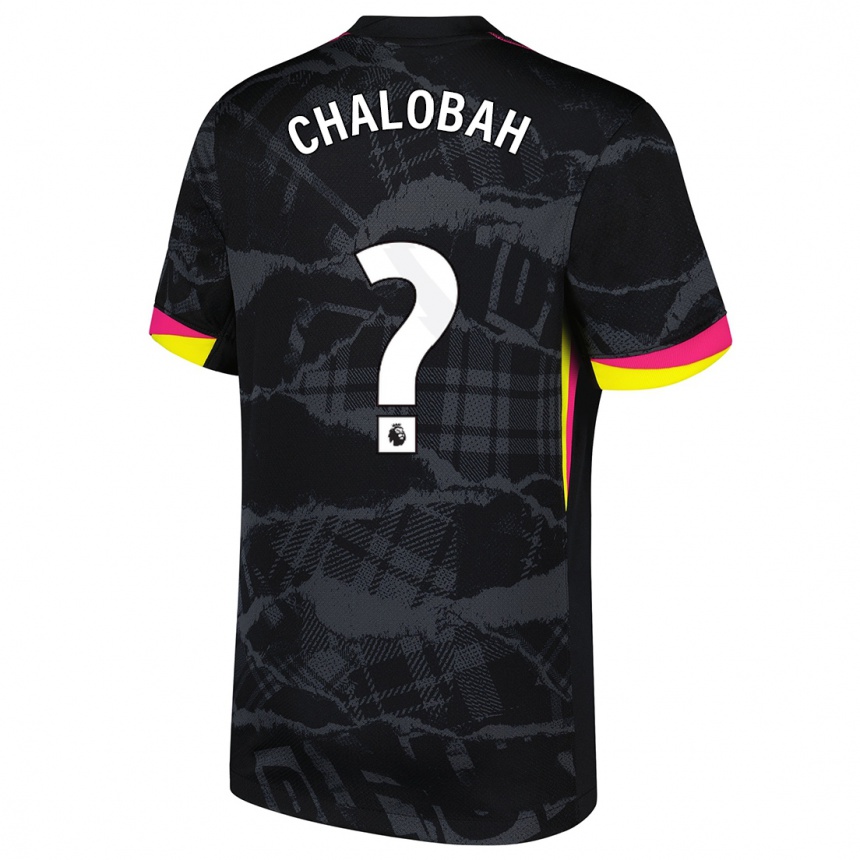 Kinder Fußball Trevoh Chalobah #0 Schwarz Rosa Ausweichtrikot Trikot 2024/25 T-Shirt Luxemburg