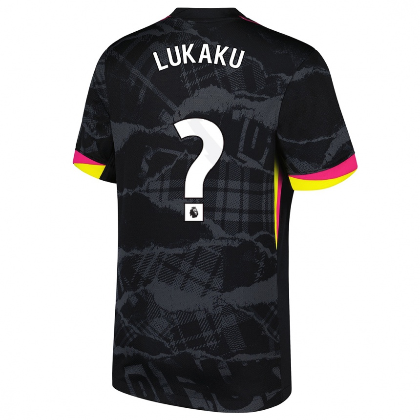 Kinder Fußball Romelu Lukaku #0 Schwarz Rosa Ausweichtrikot Trikot 2024/25 T-Shirt Luxemburg