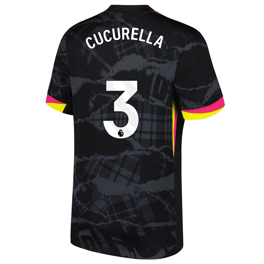 Kinder Fußball Marc Cucurella #3 Schwarz Rosa Ausweichtrikot Trikot 2024/25 T-Shirt Luxemburg