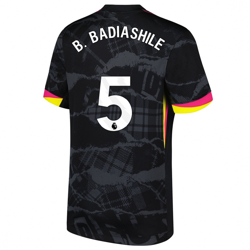 Kinder Fußball Benoît Badiashile #5 Schwarz Rosa Ausweichtrikot Trikot 2024/25 T-Shirt Luxemburg