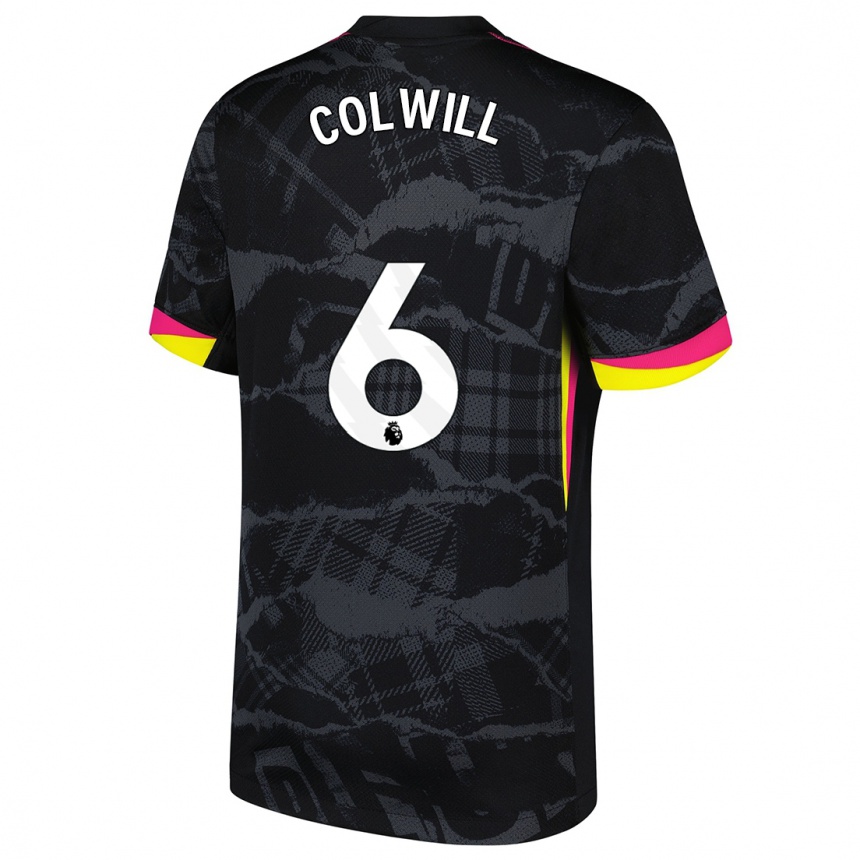 Kinder Fußball Levi Colwill #6 Schwarz Rosa Ausweichtrikot Trikot 2024/25 T-Shirt Luxemburg