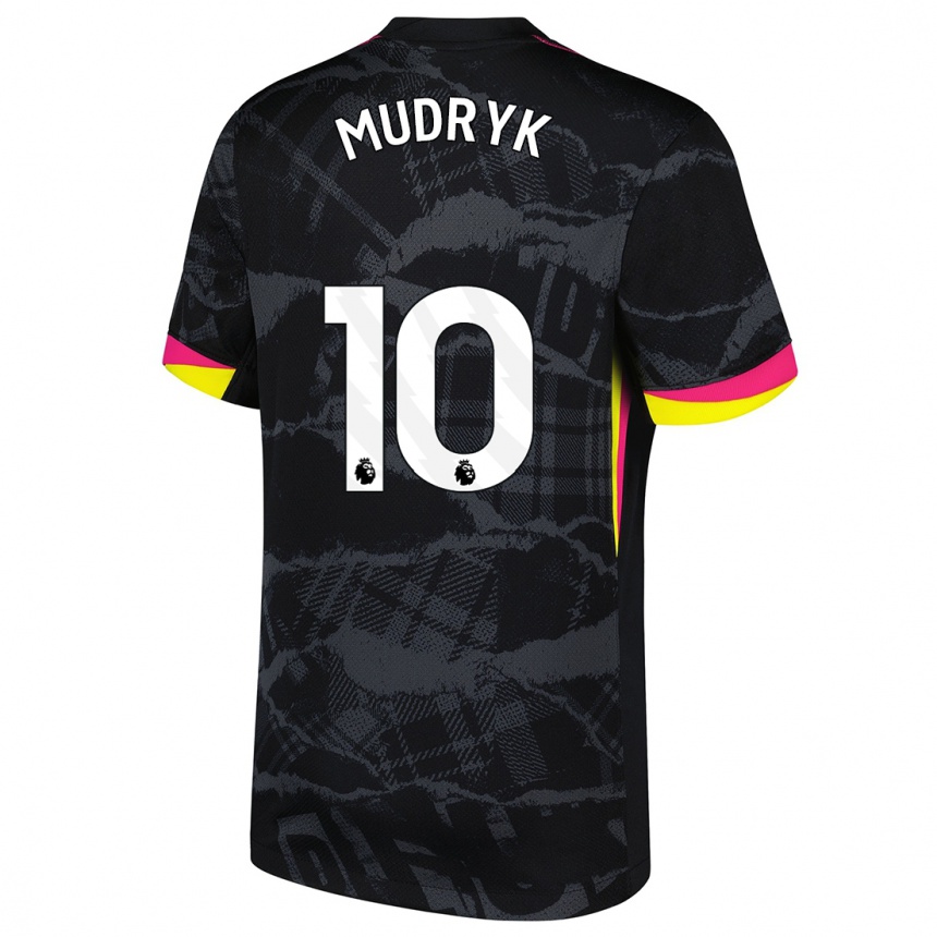 Kinder Fußball Mykhaylo Mudryk #10 Schwarz Rosa Ausweichtrikot Trikot 2024/25 T-Shirt Luxemburg