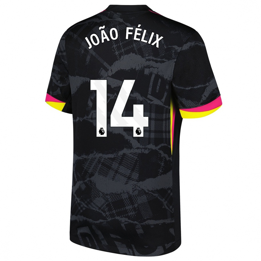 Kinder Fußball Joao Felix #14 Schwarz Rosa Ausweichtrikot Trikot 2024/25 T-Shirt Luxemburg