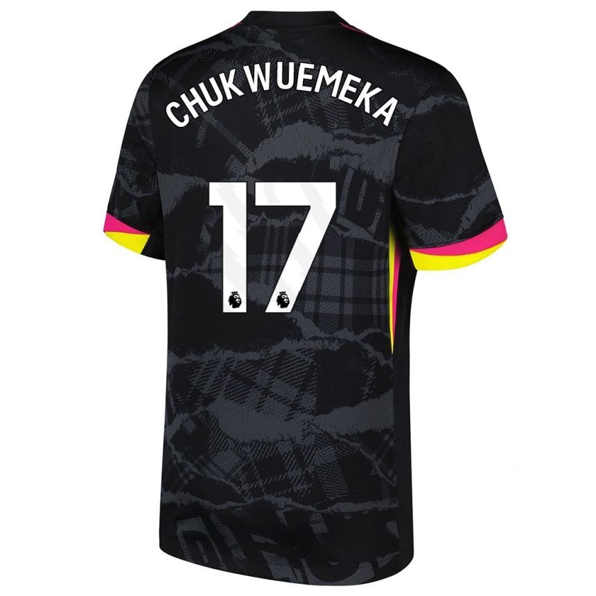 Kinder Fußball Carney Chukwuemeka #17 Schwarz Rosa Ausweichtrikot Trikot 2024/25 T-Shirt Luxemburg