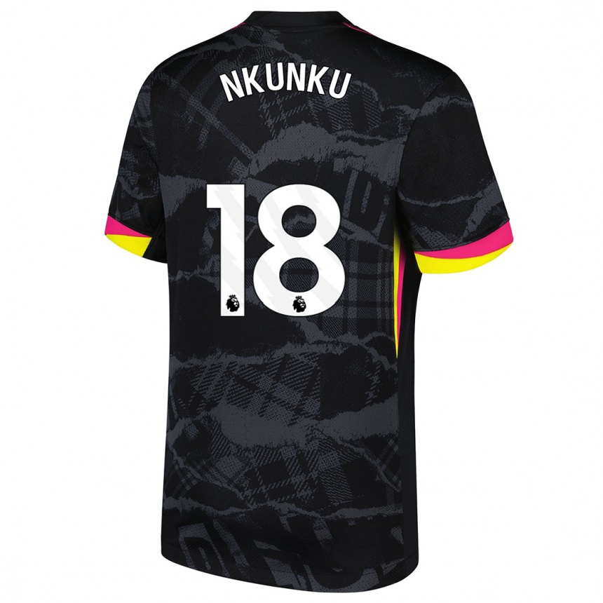 Kinder Fußball Christopher Nkunku #18 Schwarz Rosa Ausweichtrikot Trikot 2024/25 T-Shirt Luxemburg