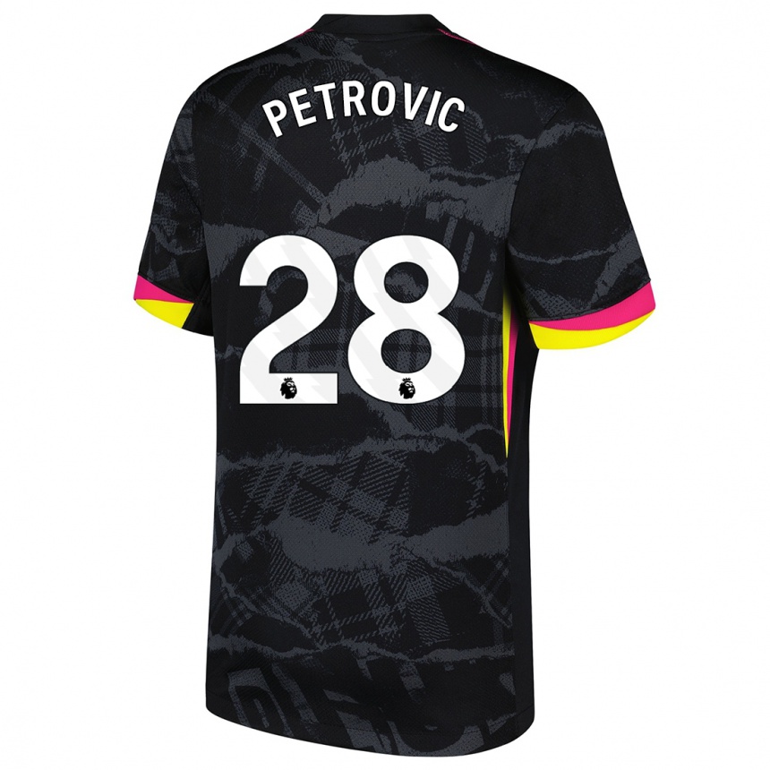 Kinder Fußball Djordje Petrovic #28 Schwarz Rosa Ausweichtrikot Trikot 2024/25 T-Shirt Luxemburg