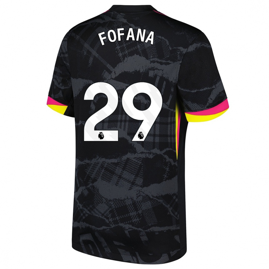 Kinder Fußball Wesley Fofana #29 Schwarz Rosa Ausweichtrikot Trikot 2024/25 T-Shirt Luxemburg