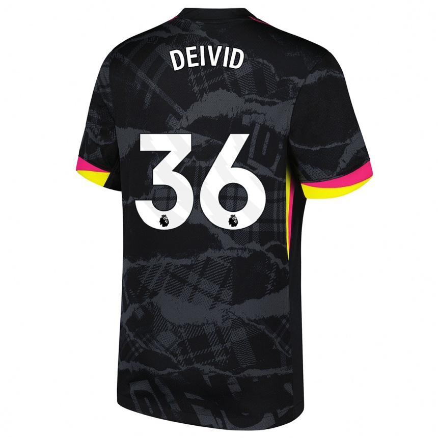 Kinder Fußball Deivid Washington #36 Schwarz Rosa Ausweichtrikot Trikot 2024/25 T-Shirt Luxemburg