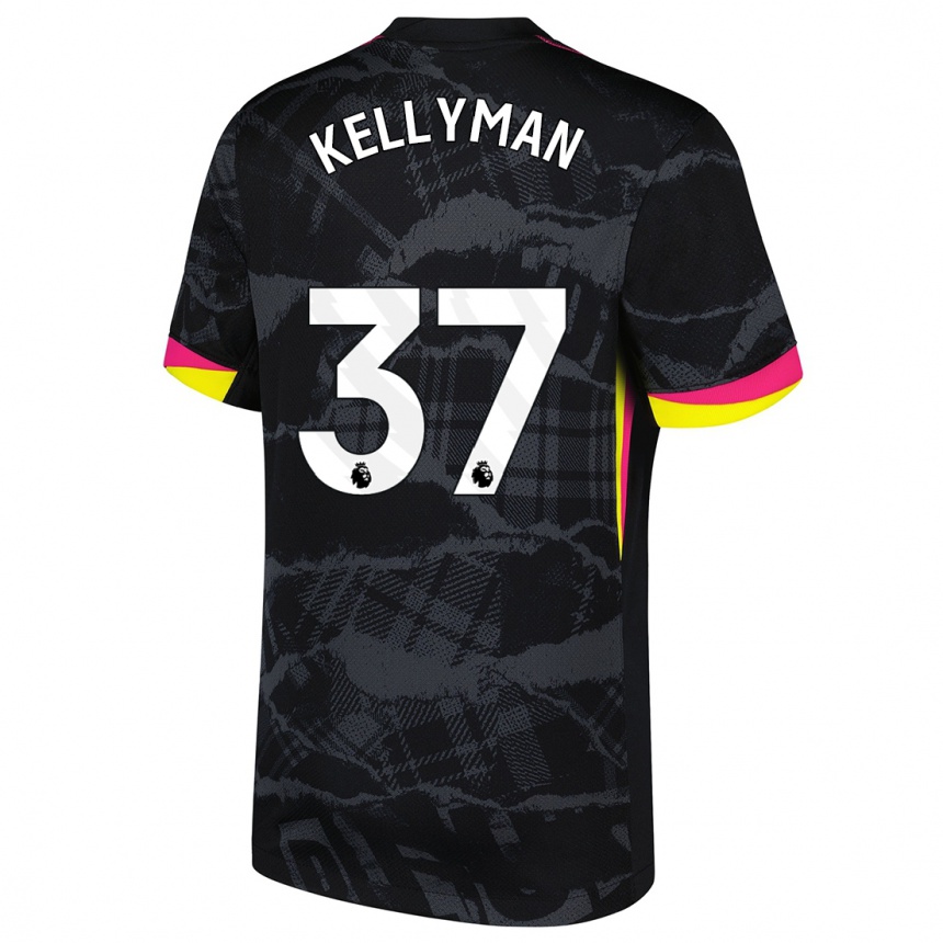 Kinder Fußball Omari Kellyman #37 Schwarz Rosa Ausweichtrikot Trikot 2024/25 T-Shirt Luxemburg