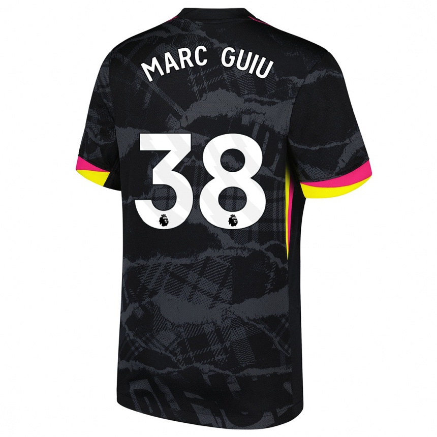 Kinder Fußball Marc Guiu #38 Schwarz Rosa Ausweichtrikot Trikot 2024/25 T-Shirt Luxemburg