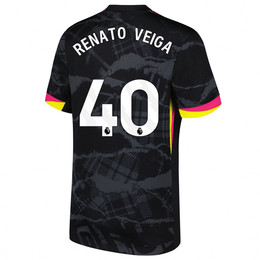 Kinder Fußball Renato Veiga #40 Schwarz Rosa Ausweichtrikot Trikot 2024/25 T-Shirt Luxemburg