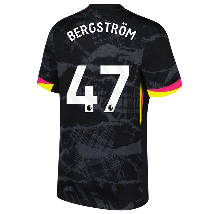 Kinder Fußball Lucas Bergström #47 Schwarz Rosa Ausweichtrikot Trikot 2024/25 T-Shirt Luxemburg