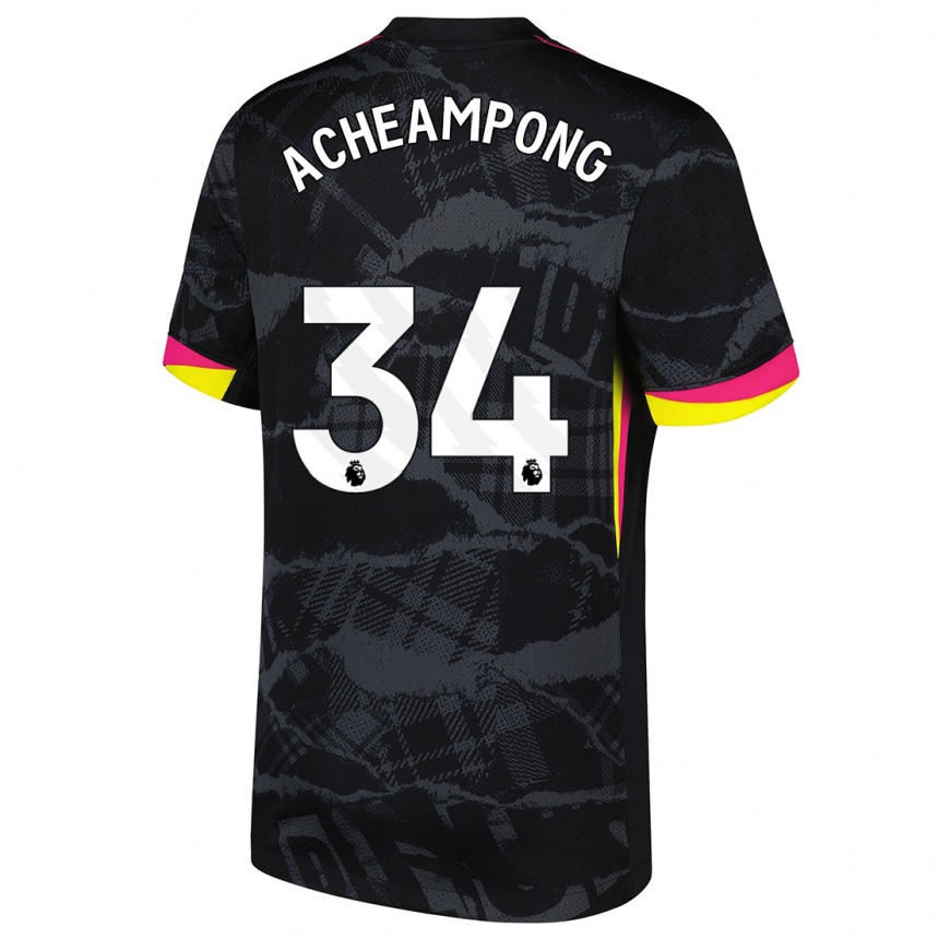 Kinder Fußball Josh Acheampong #34 Schwarz Rosa Ausweichtrikot Trikot 2024/25 T-Shirt Luxemburg