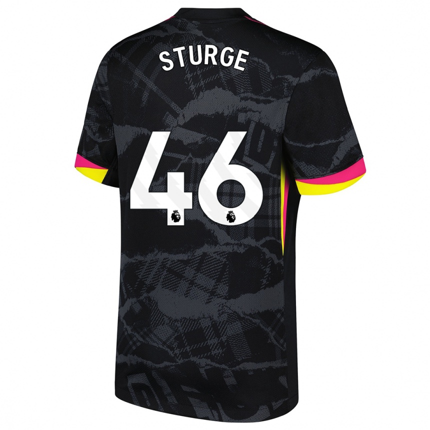 Kinder Fußball Zak Sturge #46 Schwarz Rosa Ausweichtrikot Trikot 2024/25 T-Shirt Luxemburg