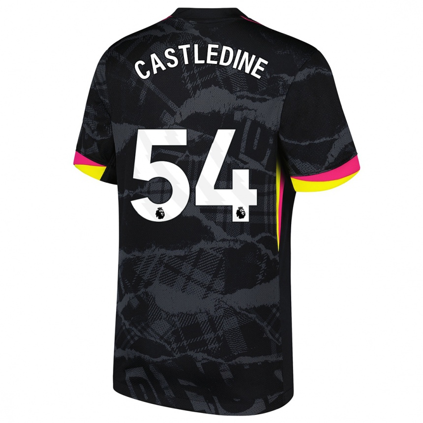 Kinder Fußball Leo Castledine #54 Schwarz Rosa Ausweichtrikot Trikot 2024/25 T-Shirt Luxemburg