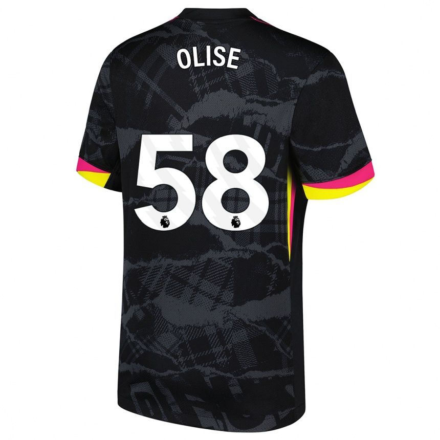 Kinder Fußball Richard Olise #58 Schwarz Rosa Ausweichtrikot Trikot 2024/25 T-Shirt Luxemburg