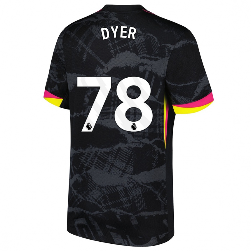 Kinder Fußball Kiano Dyer #78 Schwarz Rosa Ausweichtrikot Trikot 2024/25 T-Shirt Luxemburg