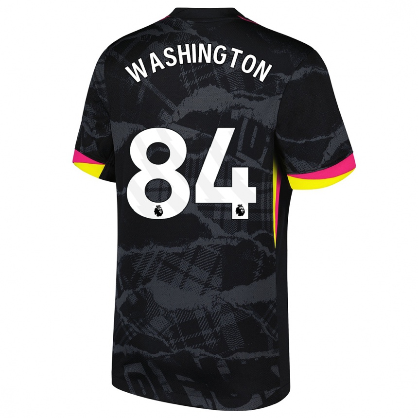 Kinder Fußball Marcell Washington #84 Schwarz Rosa Ausweichtrikot Trikot 2024/25 T-Shirt Luxemburg