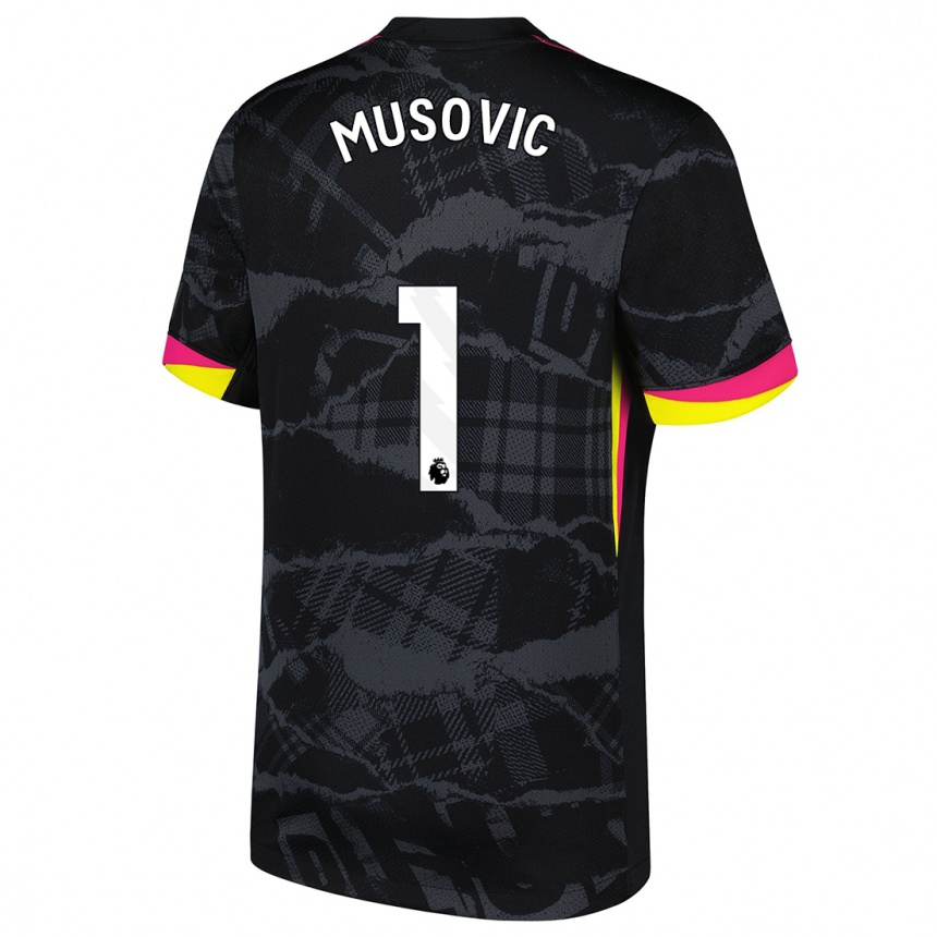 Kinder Fußball Zećira Mušović #1 Schwarz Rosa Ausweichtrikot Trikot 2024/25 T-Shirt Luxemburg