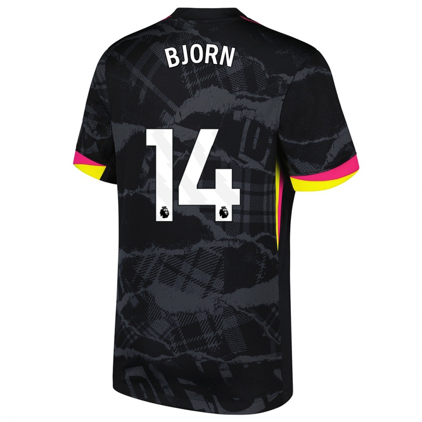 Kinder Fußball Nathalie Björn #14 Schwarz Rosa Ausweichtrikot Trikot 2024/25 T-Shirt Luxemburg