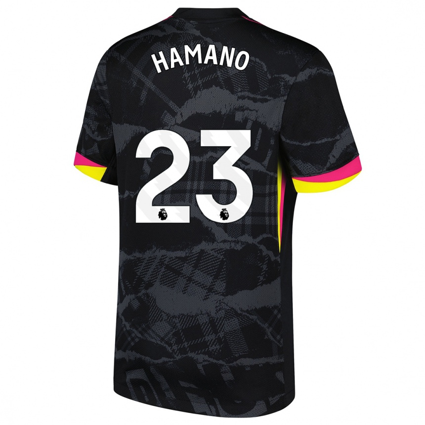 Kinder Fußball Maika Hamano #23 Schwarz Rosa Ausweichtrikot Trikot 2024/25 T-Shirt Luxemburg