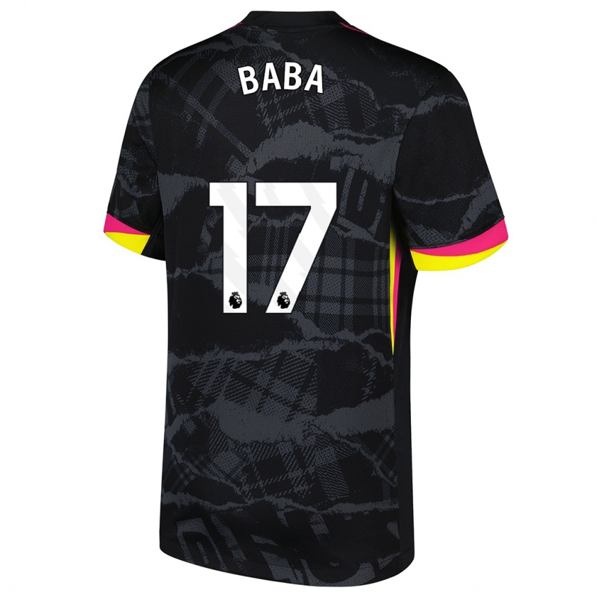 Kinder Fußball Abdul-Rahman Baba #17 Schwarz Rosa Ausweichtrikot Trikot 2024/25 T-Shirt Luxemburg