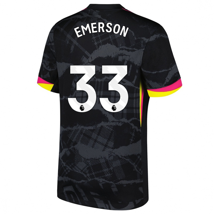 Kinder Fußball Emerson #33 Schwarz Rosa Ausweichtrikot Trikot 2024/25 T-Shirt Luxemburg