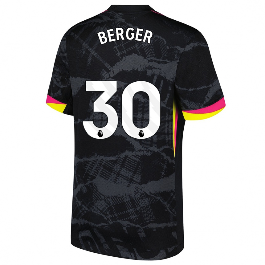 Kinder Fußball Ann-Katrin Berger #30 Schwarz Rosa Ausweichtrikot Trikot 2024/25 T-Shirt Luxemburg