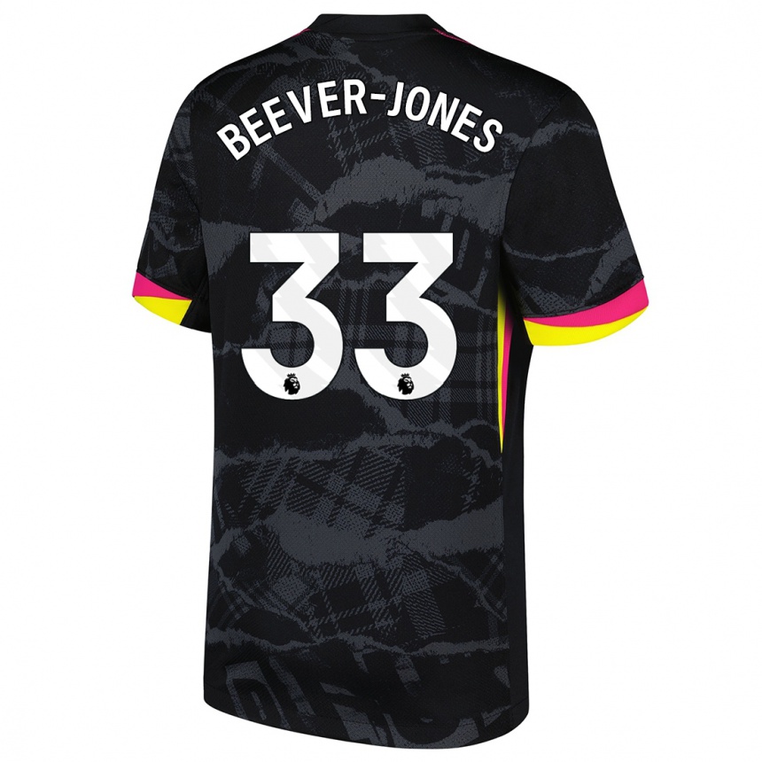 Kinder Fußball Aggie Beever-Jones #33 Schwarz Rosa Ausweichtrikot Trikot 2024/25 T-Shirt Luxemburg