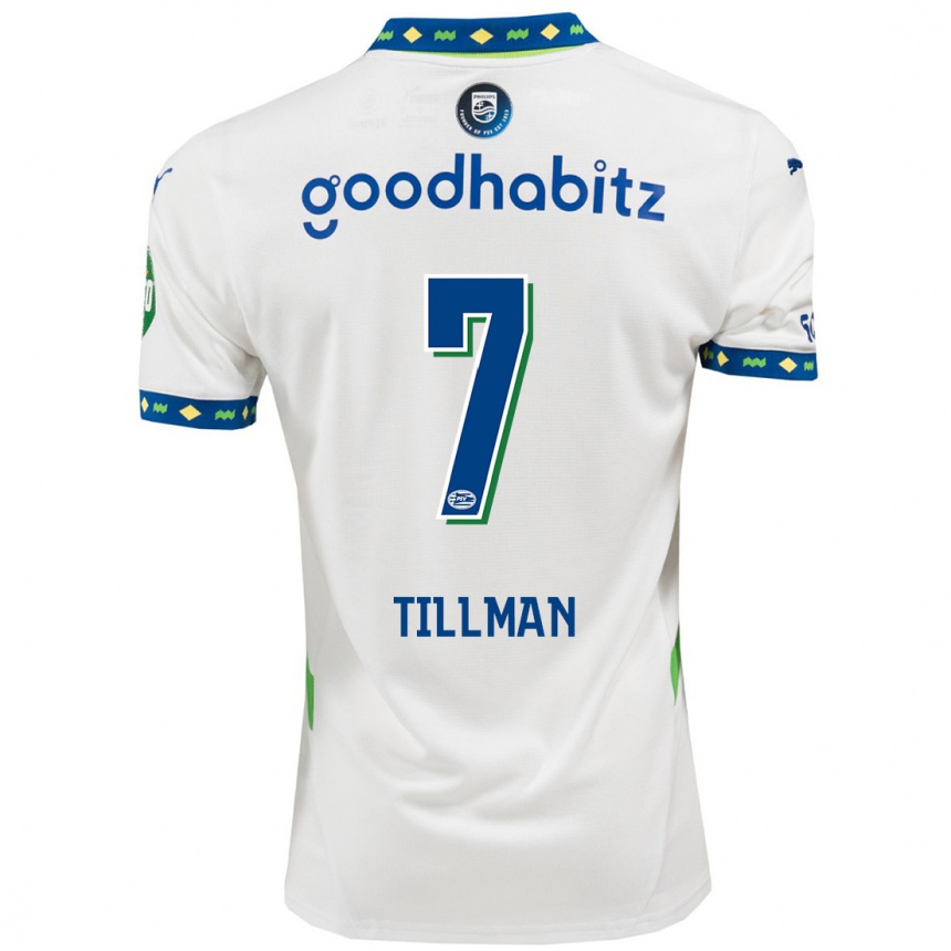 Kinder Fußball Malik Tillman #7 Weiß Dunkelblau Ausweichtrikot Trikot 2024/25 T-Shirt Luxemburg