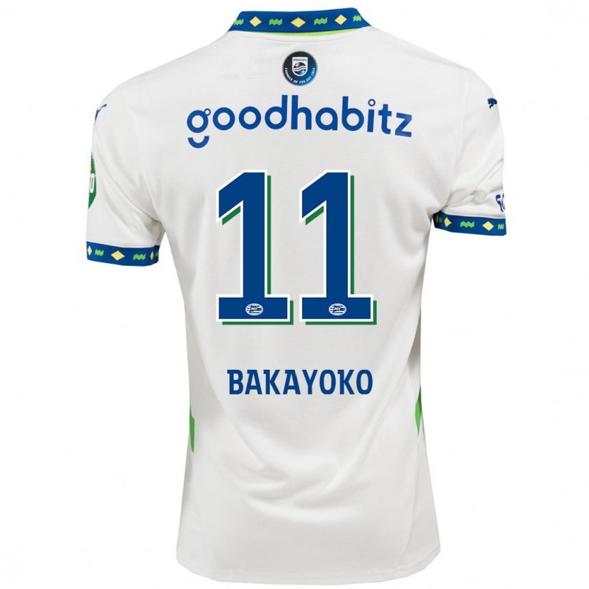 Kinder Fußball Johan Bakayoko #11 Weiß Dunkelblau Ausweichtrikot Trikot 2024/25 T-Shirt Luxemburg