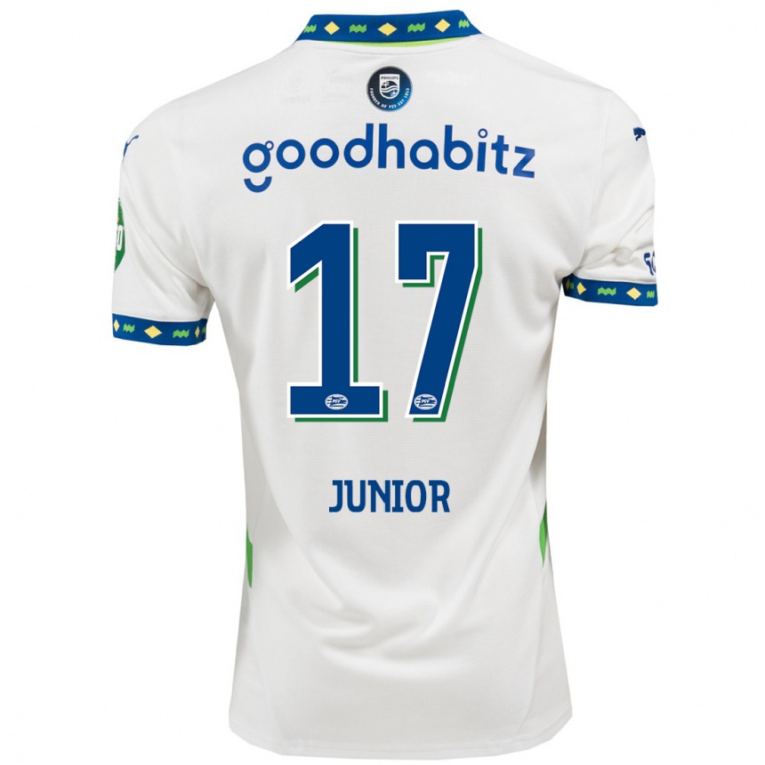 Kinder Fußball Mauro Júnior #17 Weiß Dunkelblau Ausweichtrikot Trikot 2024/25 T-Shirt Luxemburg