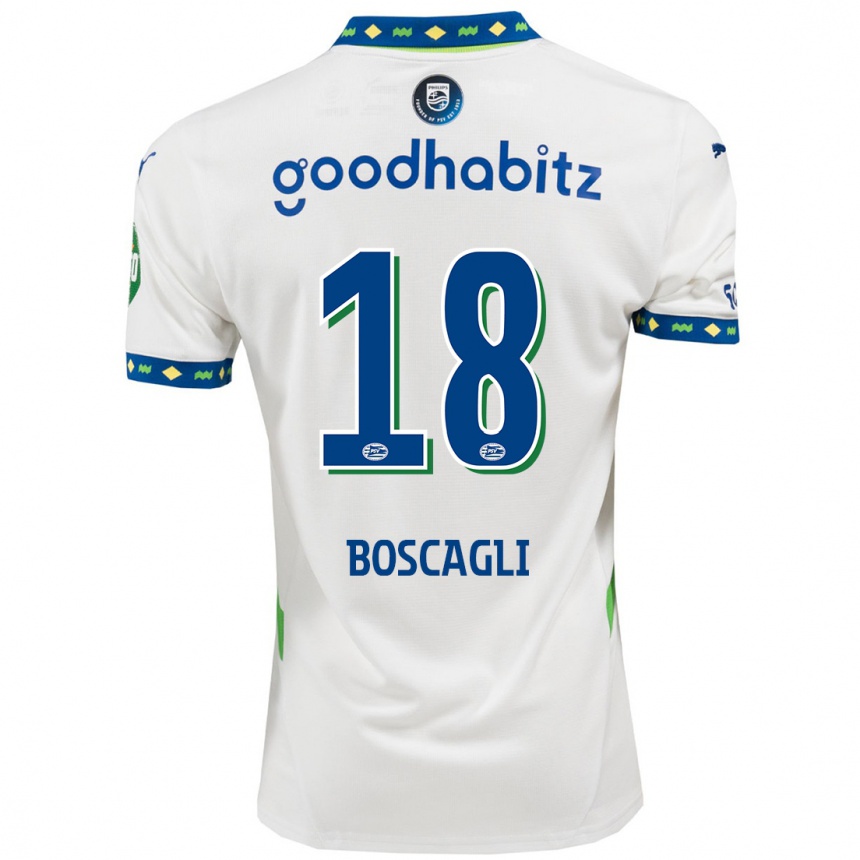 Kinder Fußball Olivier Boscagli #18 Weiß Dunkelblau Ausweichtrikot Trikot 2024/25 T-Shirt Luxemburg