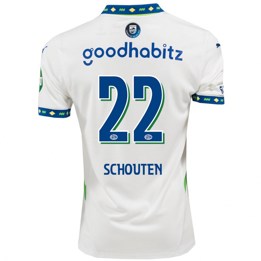 Kinder Fußball Jerdy Schouten #22 Weiß Dunkelblau Ausweichtrikot Trikot 2024/25 T-Shirt Luxemburg