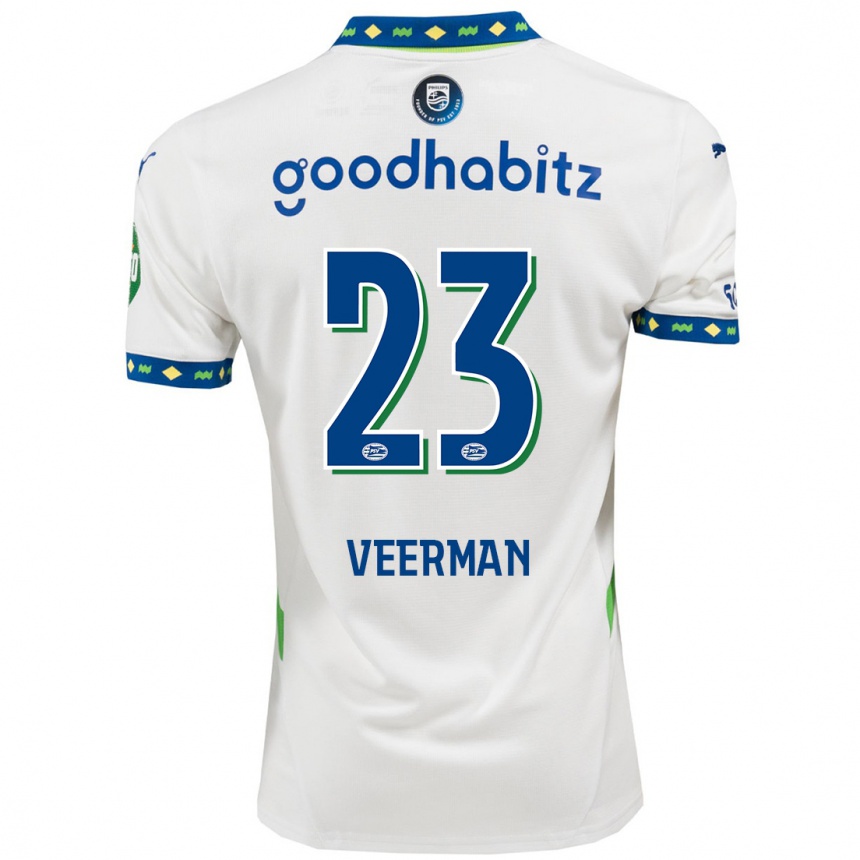 Kinder Fußball Joey Veerman #23 Weiß Dunkelblau Ausweichtrikot Trikot 2024/25 T-Shirt Luxemburg